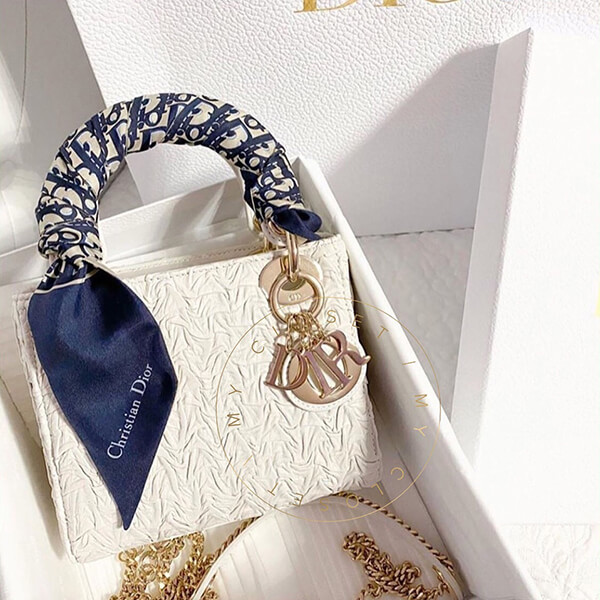 ディオール バッグ レディディオール コピー シャイニー ラム 白 ミニ 限定 女